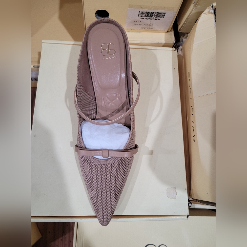 Chic Taupe Mesh Heels with Strap